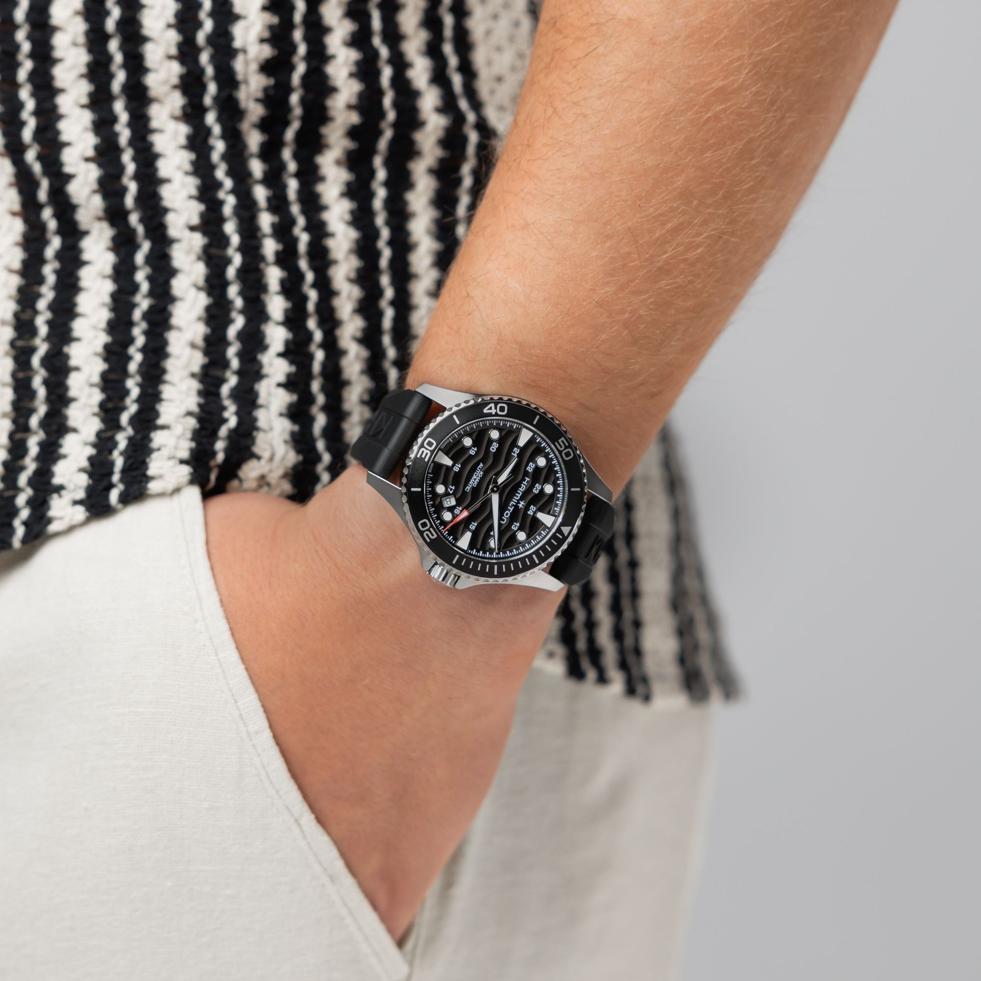 ハミルトン(HAMILTON) NEW カーキ ネイビー スキューバ ブラック 40mm